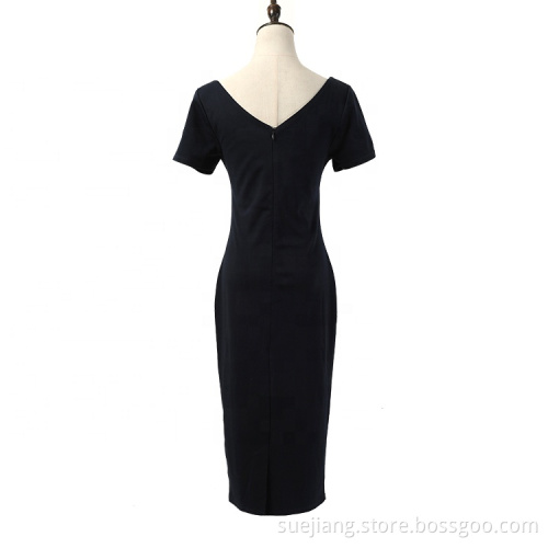 womens solid color short sleeve elegant slim dress